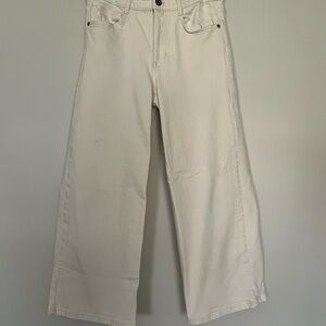 J. Jill Cream High-Rise Full-Leg Crop Pants